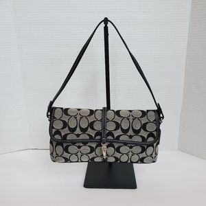 Coach Signature Demi Clip Black Leatherware Baugette